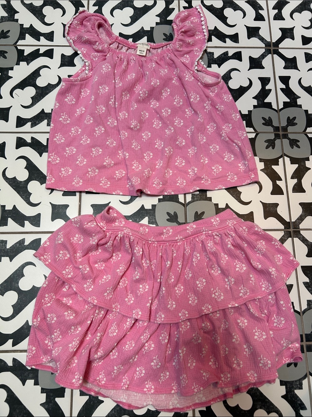 J Crew Crew Cuts pink Floral Two-Piece Skirt Set for Girls